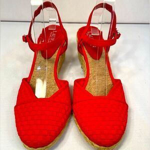 Red Women's Espadrille Sandals by Lauren Ralph Lauren Size 9